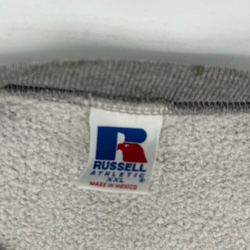 Vintage 90s y2k Men's Grey Russell Athletic Blank Boxy Crewneck Sweatshirt 2XL - Picture 5 of 10